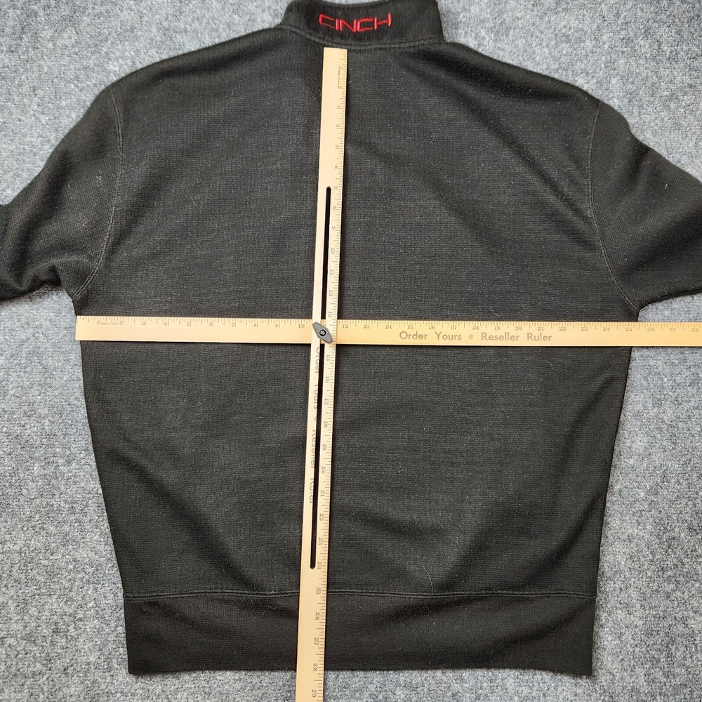 Cinch Quarter Zip Mens Medium Black Grid Fleece Pullover Western Ranch Sweater - Picture 5 of 7